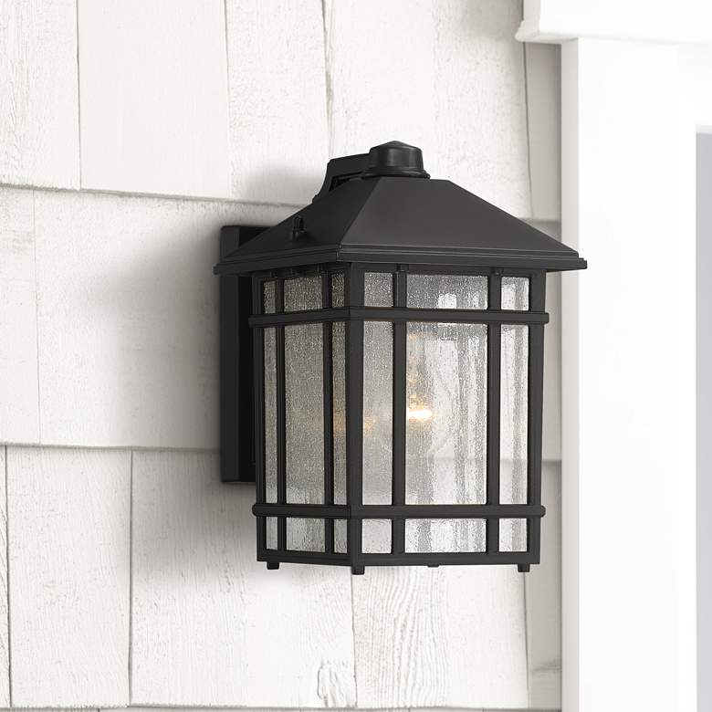 Image 1 Kathy Ireland Sierra Craftsman 11" High Black Dusk-Dawn Outdoor Light