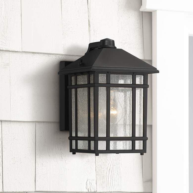 Image 1 Kathy Ireland Sierra Craftsman 11 inch High Black Dusk-Dawn Outdoor Light