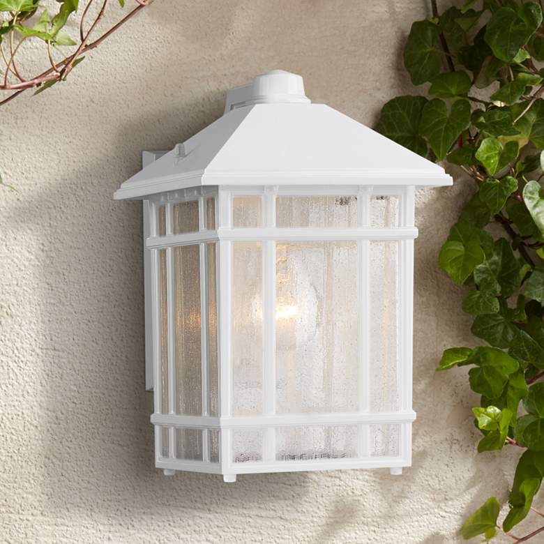 Image 1 Kathy Ireland Sierra Craftsman 11 inch High White Outdoor Wall Light