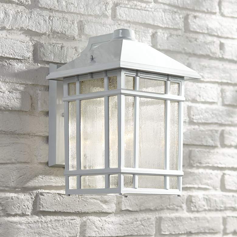 Image 1 Kathy Ireland Sierra Craftsman 15" High White Outdoor Wall Light