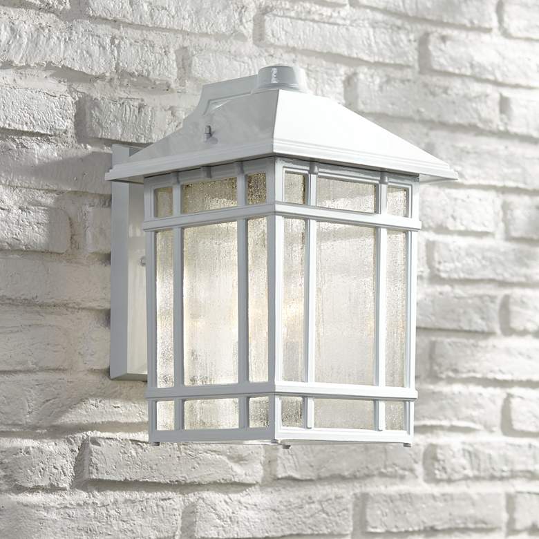 Image 1 Kathy Ireland Sierra Craftsman 15 inch High White Outdoor Wall Light