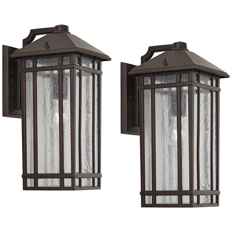 Image 2 Kathy Ireland Sierra Craftsman 16 1/2 inchH Outdoor Wall Light Set of 2