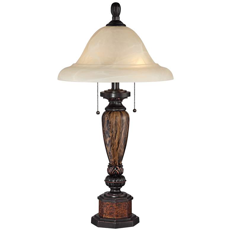 Image 2 Kathy Ireland Sonnett 28 inch Traditional Bronze Alabaster Glass Lamp