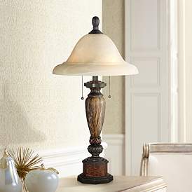 Image1 of Kathy Ireland Sonnett 28" Traditional Bronze Alabaster Glass Lamp
