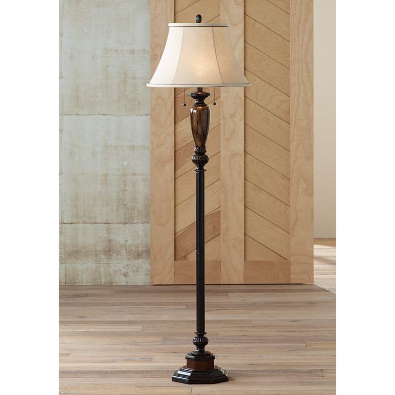 Image 2 Kathy Ireland Sonnett 63 1/2 inch Traditional Twin Pull Chain Floor Lamp