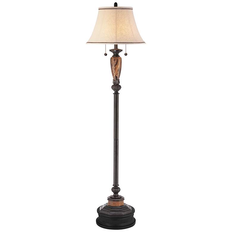 Image 1 Kathy Ireland Sonnett Twin Pull Chain Floor Lamp with Black Riser