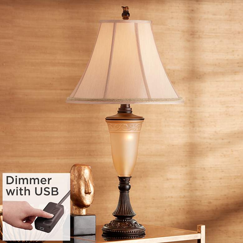 Kathy Ireland Sorrento Night Light Table Lamp with USB Cord Dimmer