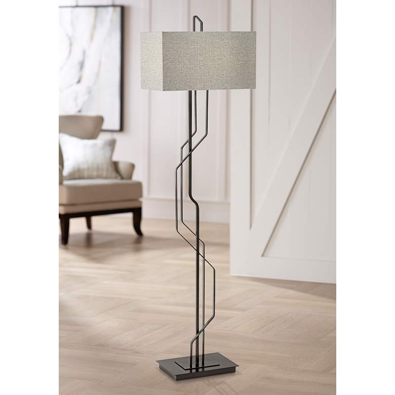 Image 1 Kathy Ireland Studio 65 inch High Modern Floor Lamp in Black