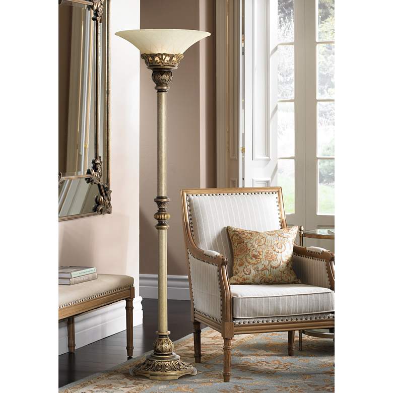 Image 1 Kathy Ireland Timeless Elegance 72 inch Traditional Torchiere Floor Lamp