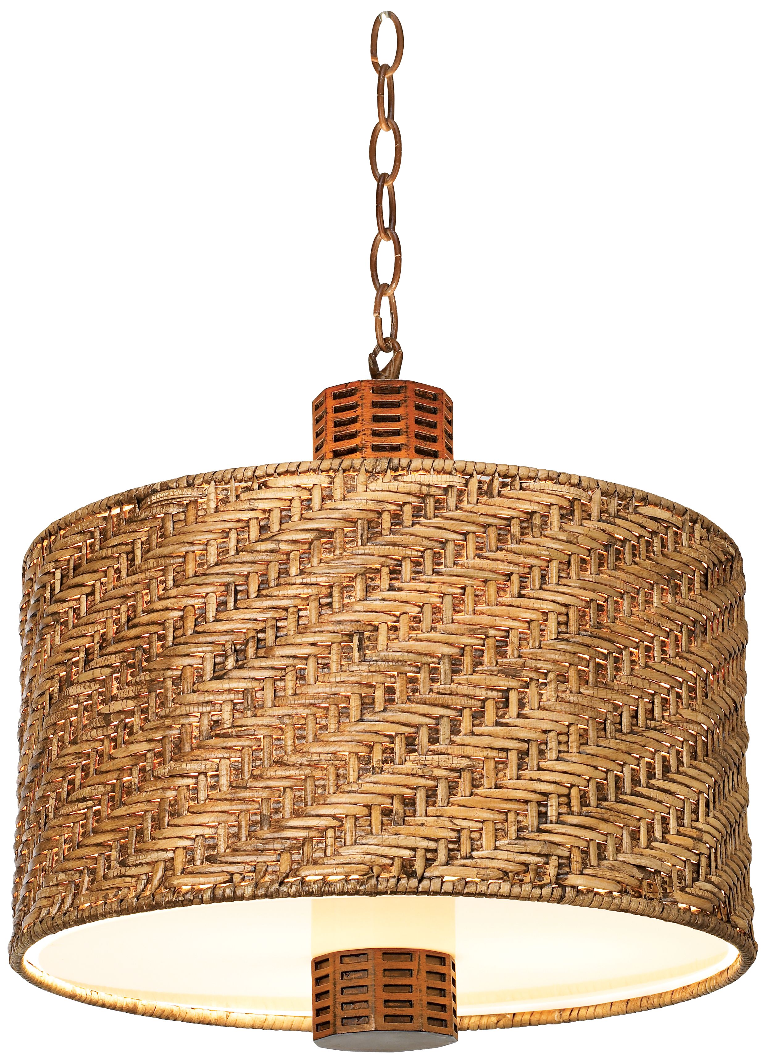 Kathy Ireland Urban Weave Rattan Pendant Light