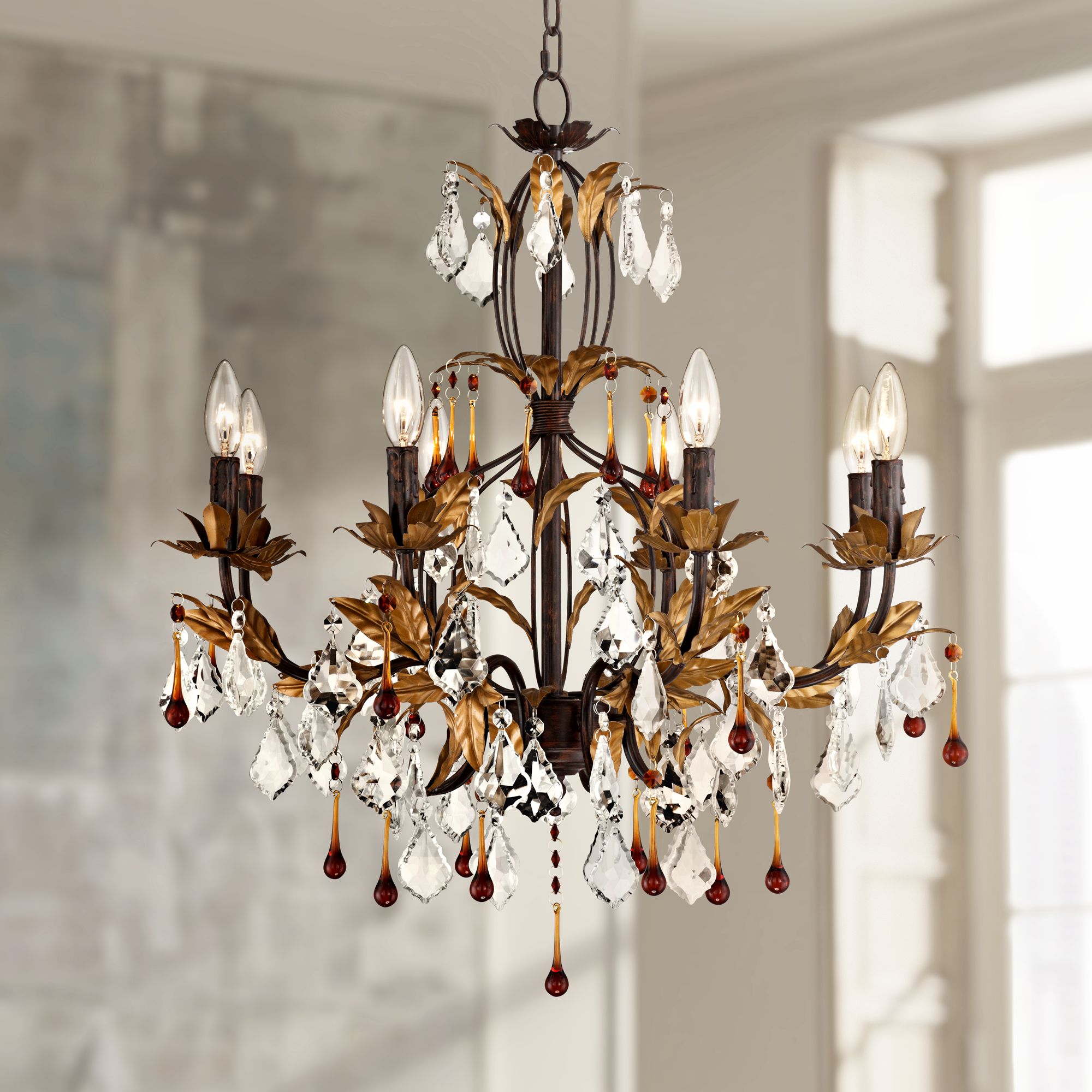 shaded drum chandelier