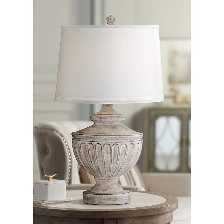 Image 1 Kathy Ireland Villa Pompeii 28 inch Brown Weathered Gray Vase Table Lamp