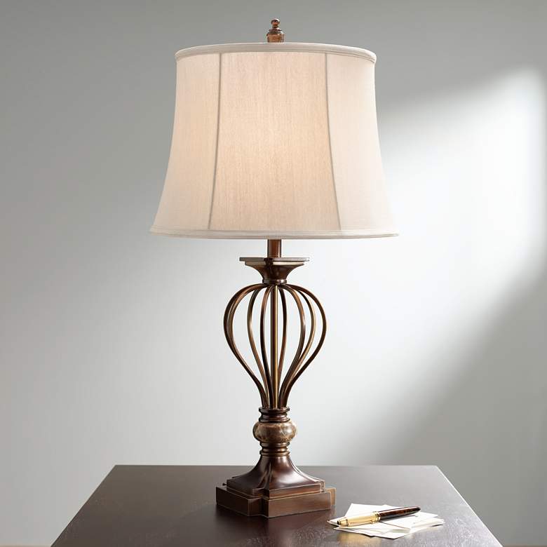 Image 1 Kathy Ireland Villa Roma 29 1/2" Bronze and Marble Table Lamp