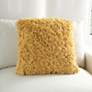Kathy Ireland Yellow Curly Shag 20" Square Throw Pillow