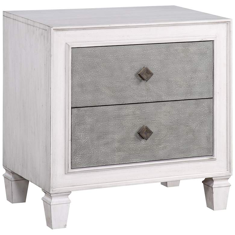 Katia 28&quot; Wide Rustic Gray and White 2-Drawer Nightstand