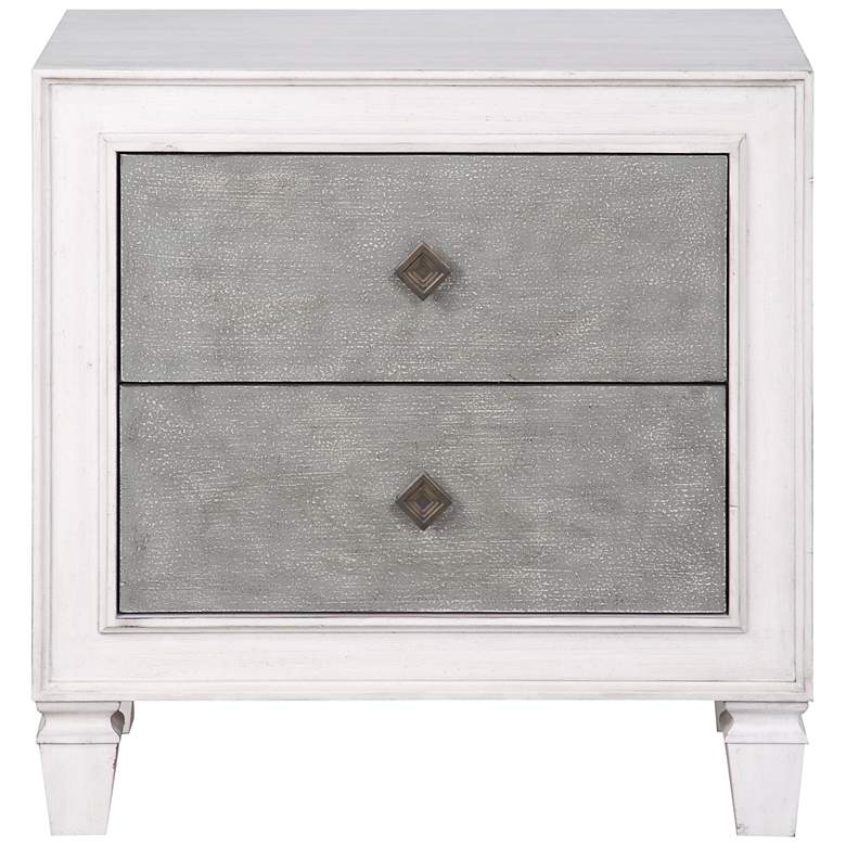 Image 6 Katia 28" Wide Rustic Gray and White 2-Drawer Nightstand more views