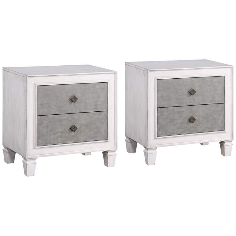 Image 1 Katia 28" Wide Rustic Gray and White 2-Drawer Nightstands Set of 2