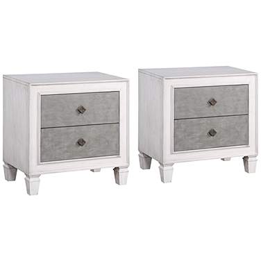 Katia 28" Wide Rustic Gray and White 2-Drawer Nightstands Set of 2