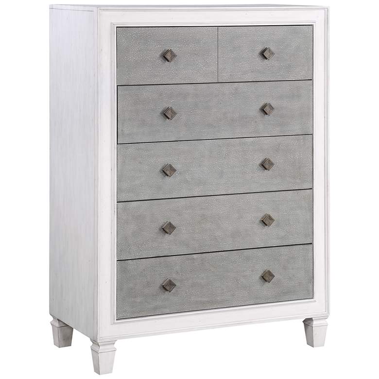 Image 1 Katia 40 inch Wide Rustic Gray and White 5-Drawer Accent Chest