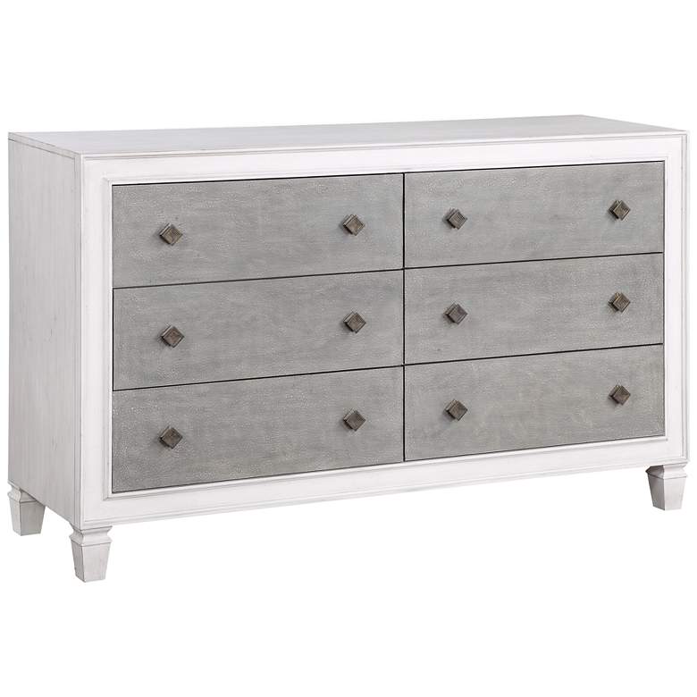 Image 1 Katia 66" Wide Rustic Gray and White 6-Drawer Dresser