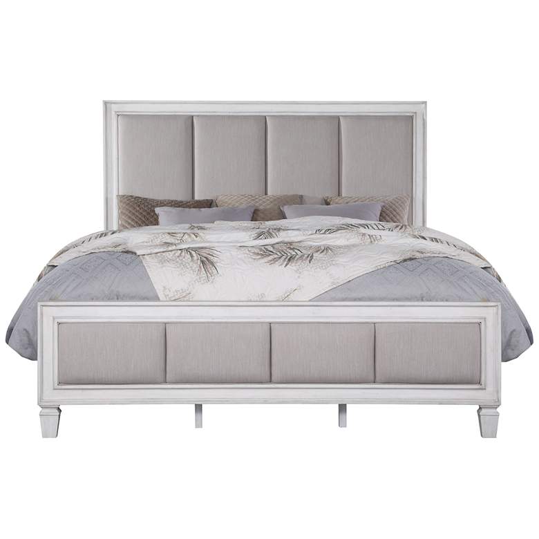 Image 6 Katia Channel Tufted Gray Fabric Queen Headboard more views