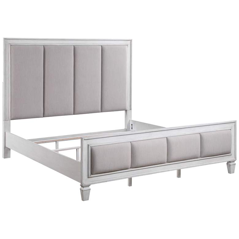 Image 3 Katia Gray Fabric Channel Tufted Queen Bed