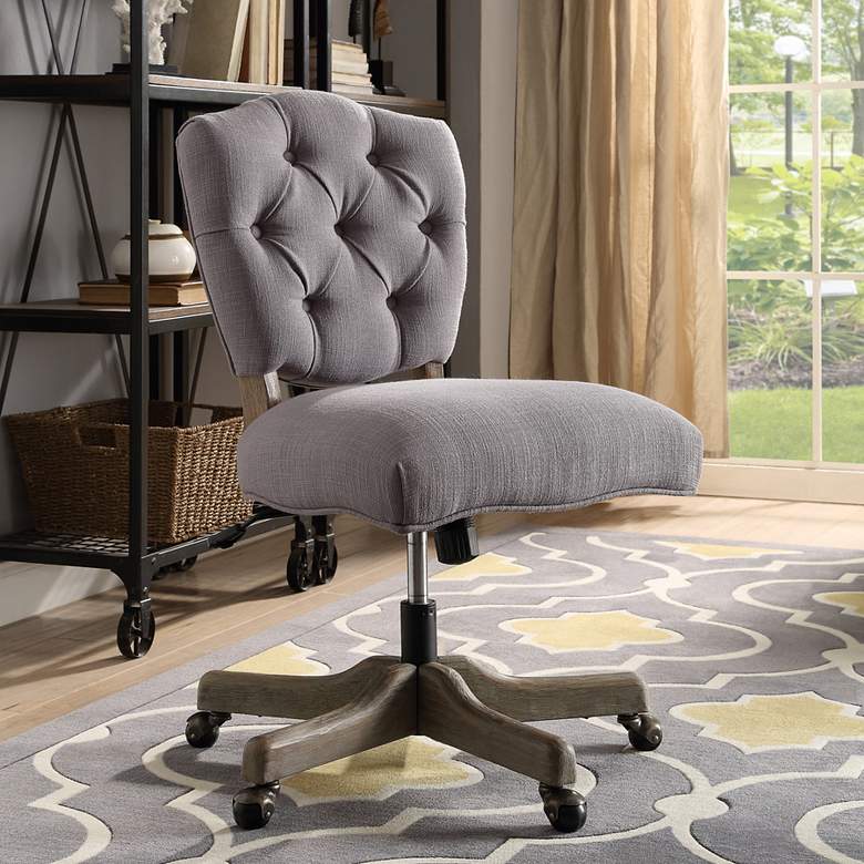 Image 1 Katie Gray Tufted Adjustable Swivel Office Chair