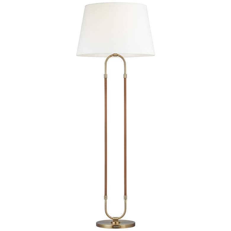 Image 2 Katie Time-Worn Brass and Saddle Leather LED Floor Lamp by Ralph Lauren