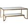 Katina 47" Wide Antiqued Gold Leaf and Glass Designer Coffee Table