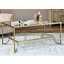 Katina 47" Wide Antiqued Gold Leaf and Glass Designer Coffee Table in scene