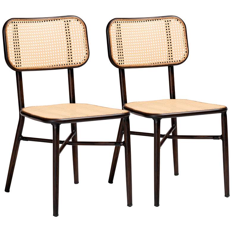 Image 2 Katina Dark Brown Beige Outdoor Dining Chairs Set of 2