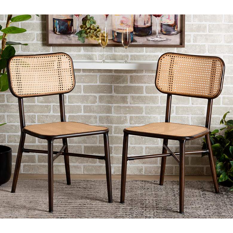 Image 1 Katina Dark Brown Beige Outdoor Dining Chairs Set of 2