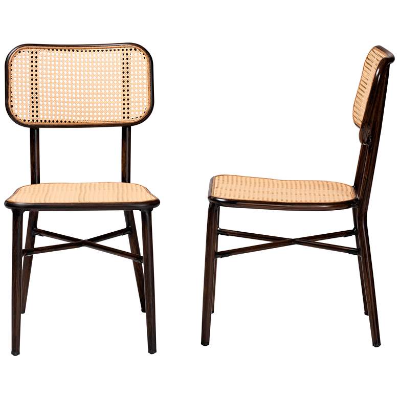 Image 7 Katina Dark Brown Beige Outdoor Dining Chairs Set of 2 more views
