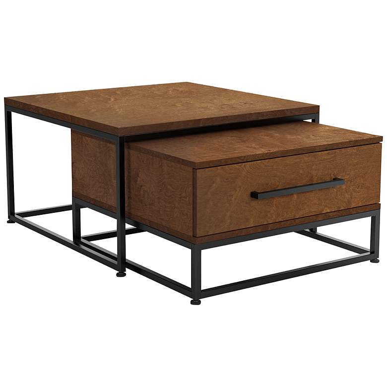 Image 2 Katmandu Birch Nutmeg 1-Drawer 2-Piece Nesting Tables Set