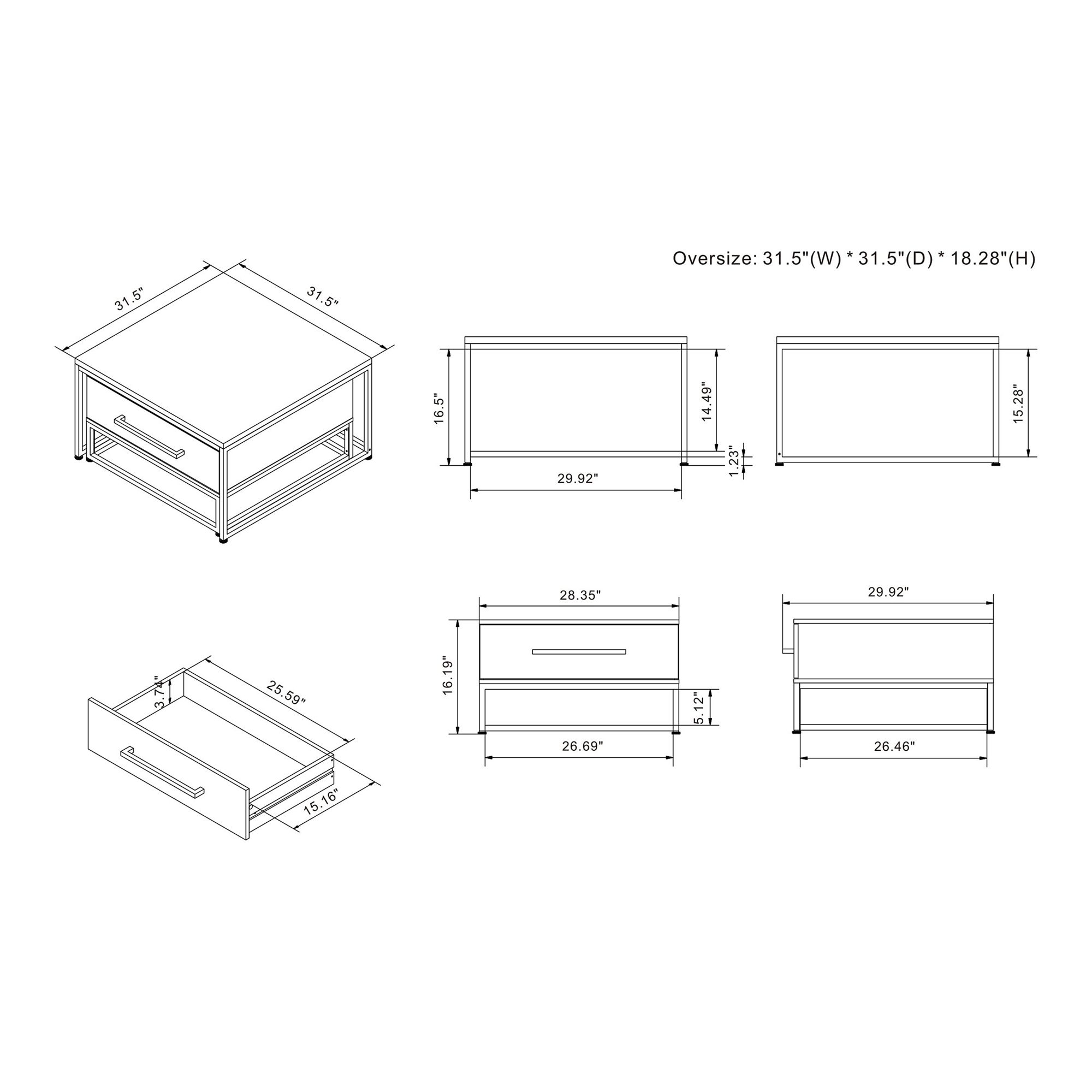 Katmandu Birch Nutmeg 1-Drawer 2-Piece Nesting Tables Set