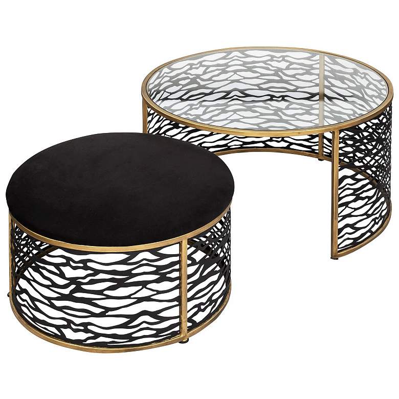 Image 1 Kato Nesting Coffee Table and Ottoman - Havana Gold/Carbon
