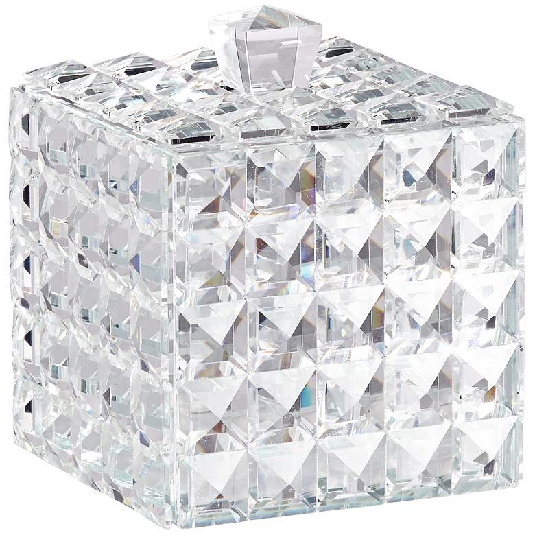 Image 2 Katrina 5 1/4 inch High Faceted Clear Glass Crystal Jewelry Box