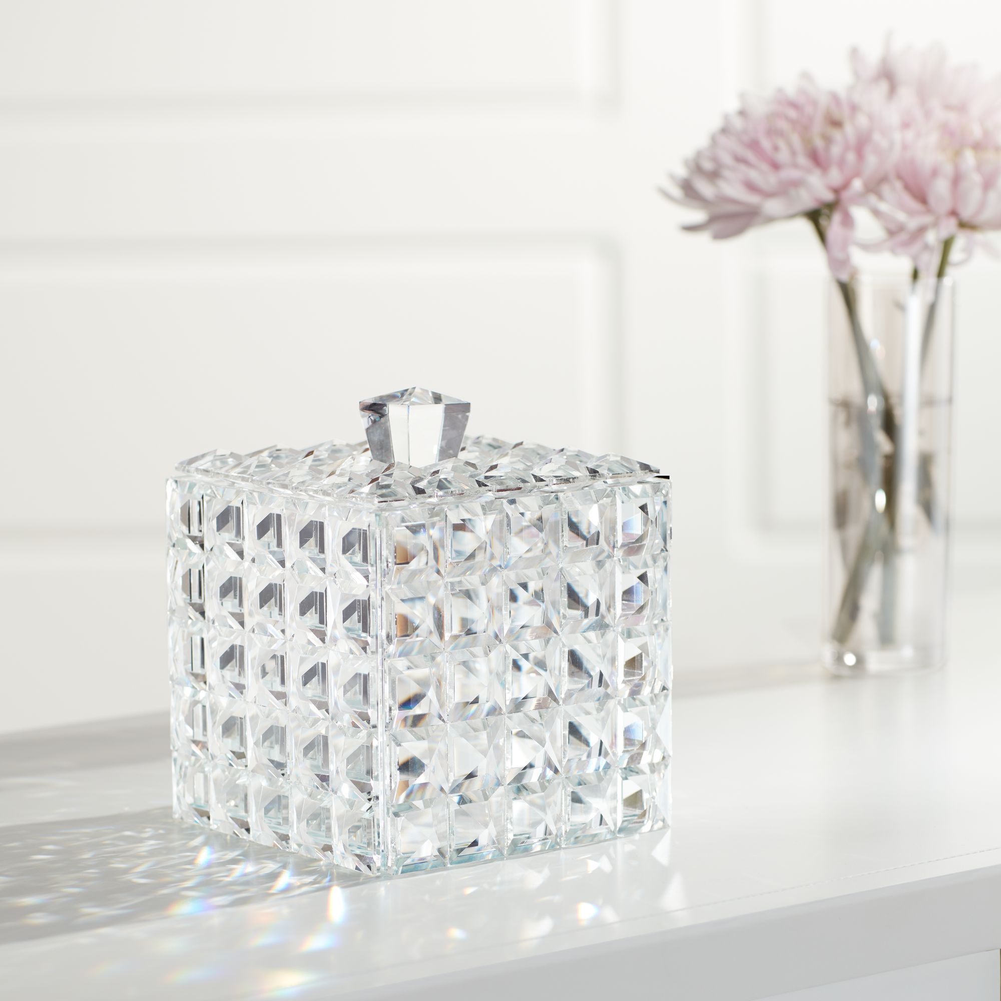 Popular Crystal Jewelry Box W/ Glam Tray & Lights