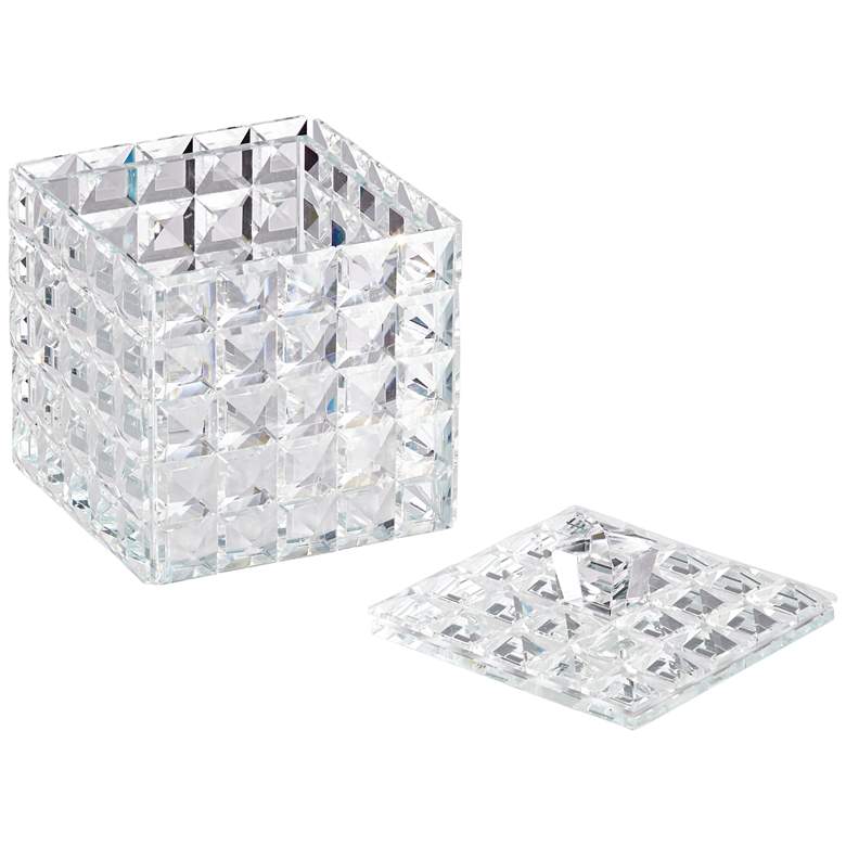 Image 4 Katrina 5 1/4 inch High Faceted Clear Glass Crystal Jewelry Box more views