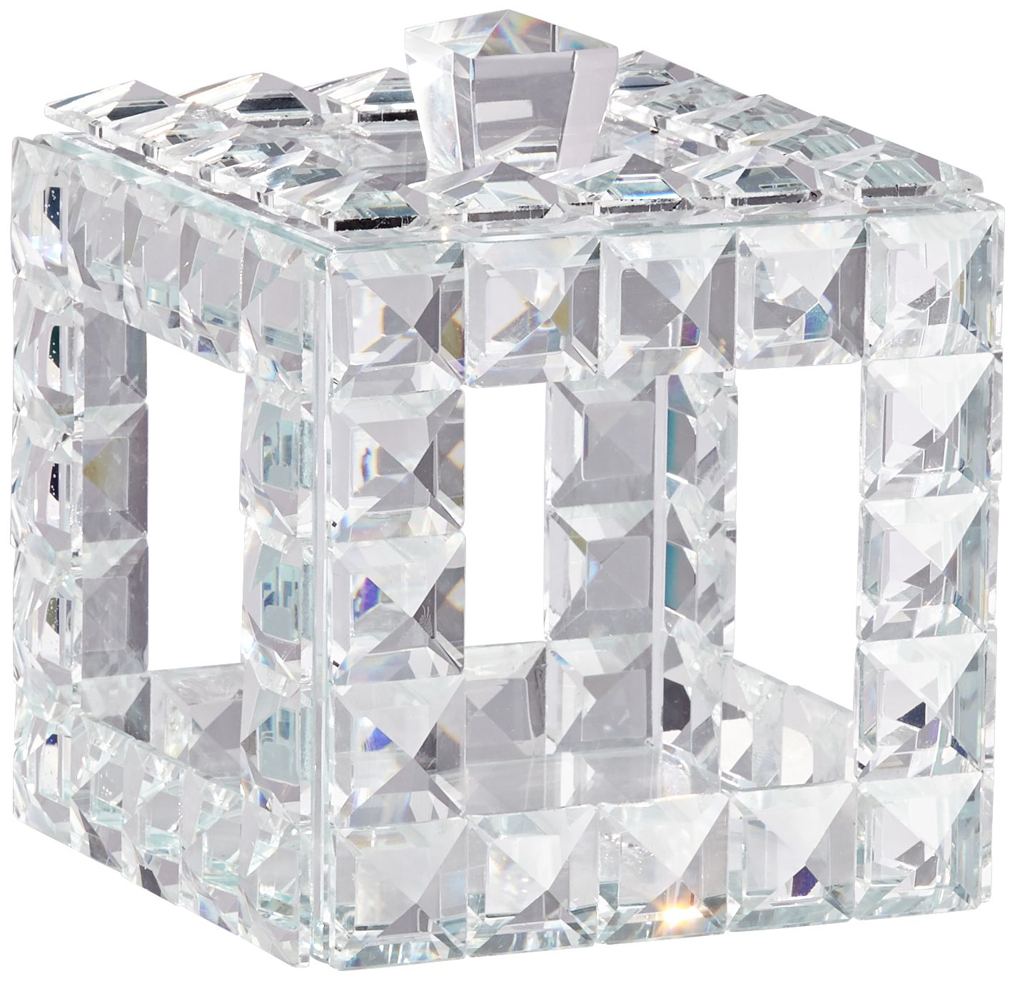 Image 2 Katrina Clear Crystal and Glass Jewelry Box with Lid