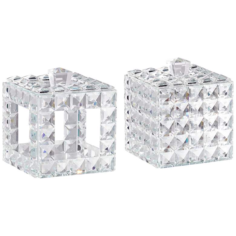 Image 1 Katrina Faceted Clear Crystal Jewelry Boxes Set of 2