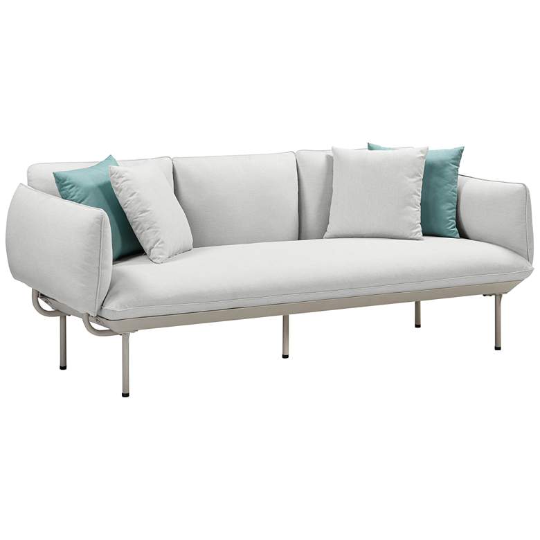 Image 1 Katti 85 inch Wide Light Gray Fabric Outdoor Sofa