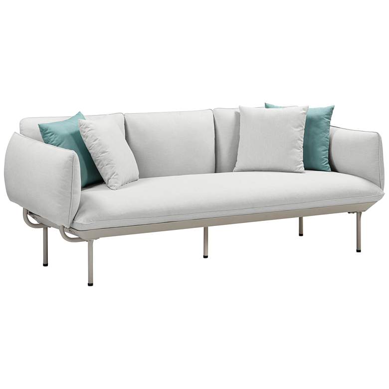 Image 1 Katti 85" Wide Light Gray Fabric Outdoor Sofa