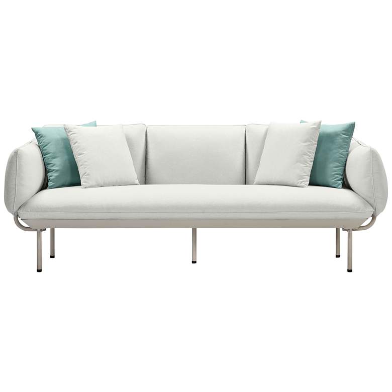 Image 3 Katti 85" Wide Light Gray Fabric Outdoor Sofa more views