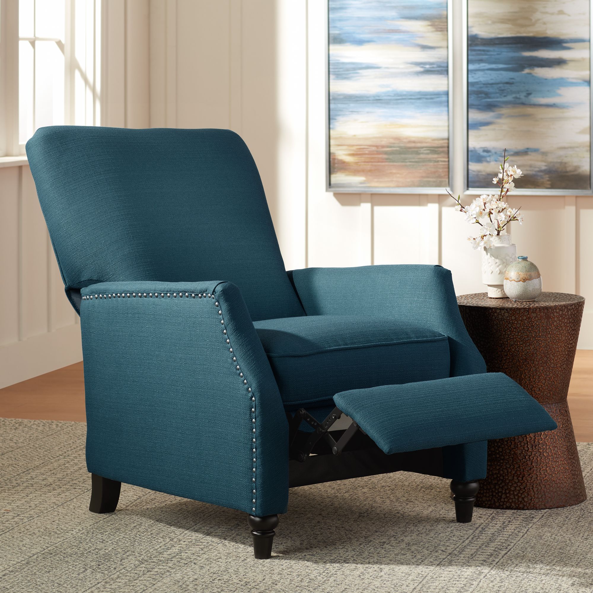 blue linen chair