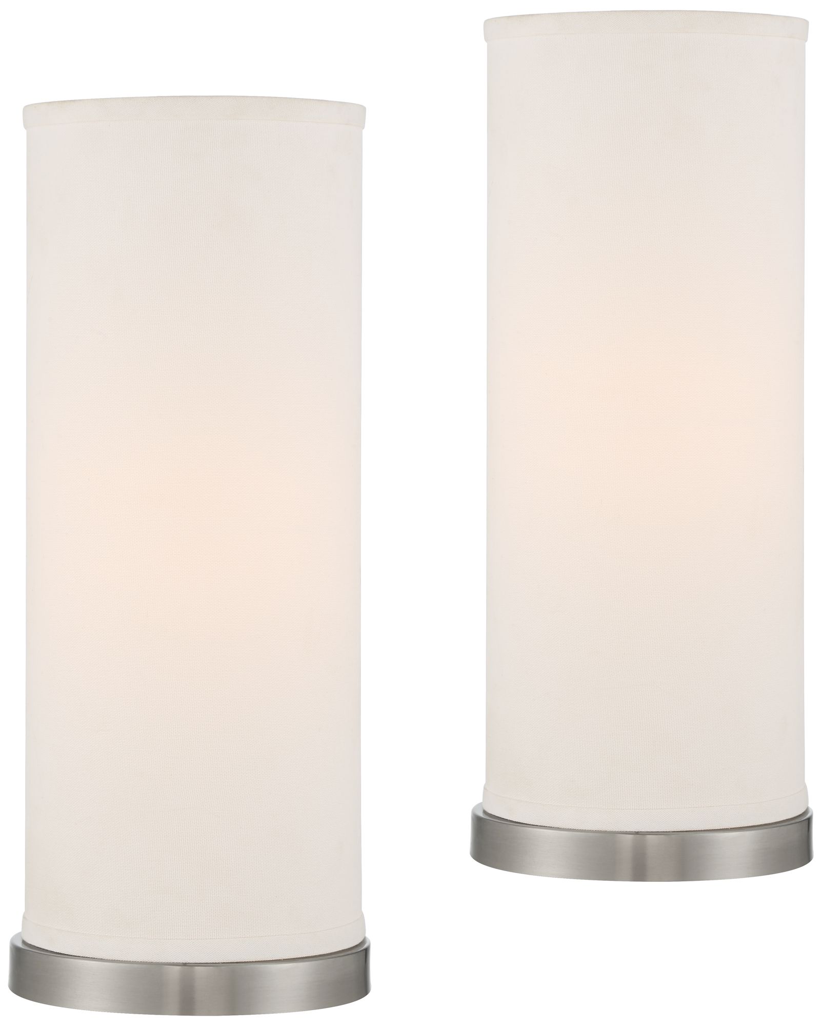 Katy Brushed Nickel Cylinder Accent Table Lamps Set of 2 88K30 Lamps Plus