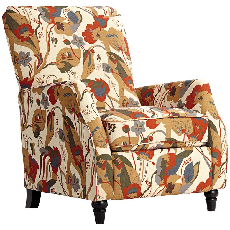 Katy Floral Ivory Push Back Recliner Chair