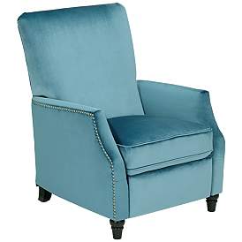 Image3 of Katy Turquoise Velvet Push Back Recliner Chair