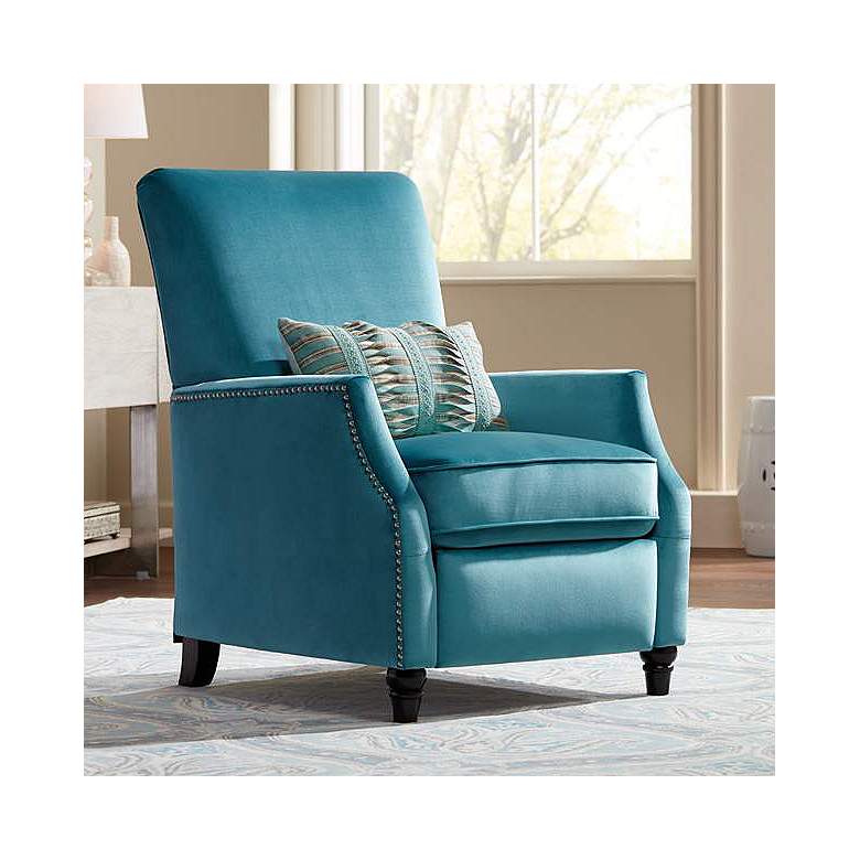 Image 1 Katy Turquoise Velvet Push Back Recliner Chair
