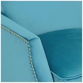 Image4 of Katy Turquoise Velvet Push Back Recliner Chair more views